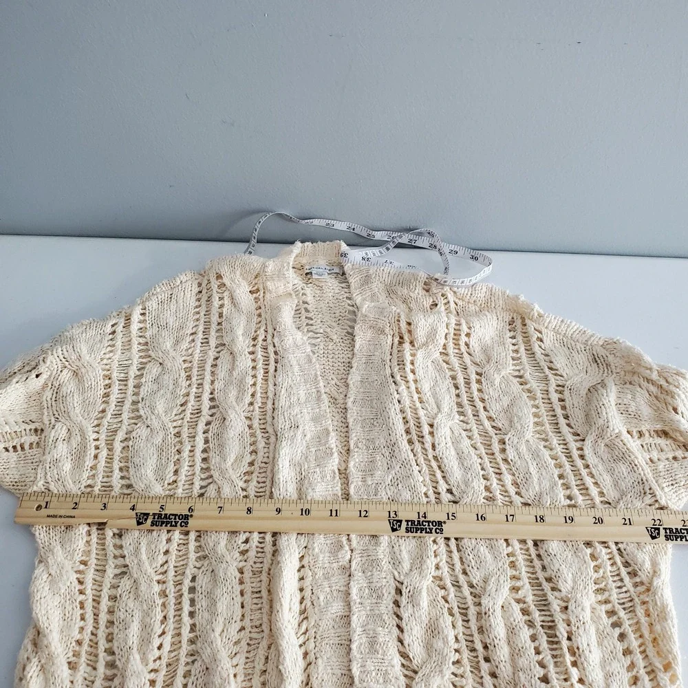 American Eagle Cream Open Knit Cable Longline Cardigan Sweater Medium Boho Chic